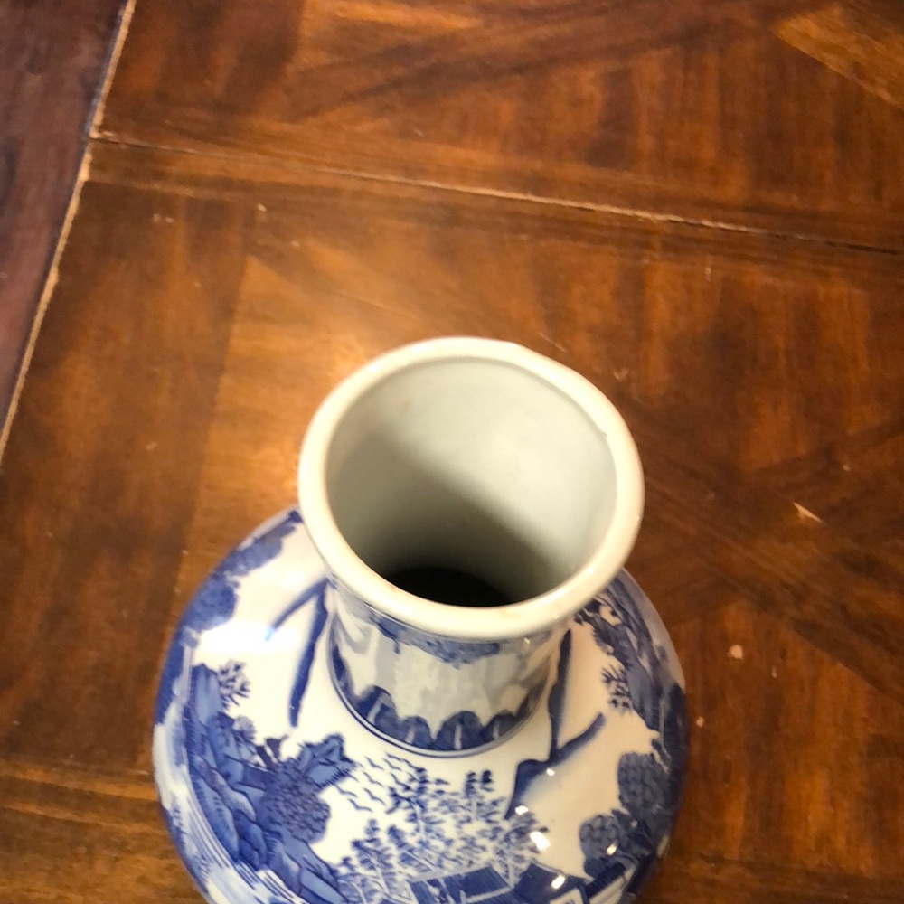 Scenic Blue and White Ceramic Vase - Picture 5 of 7